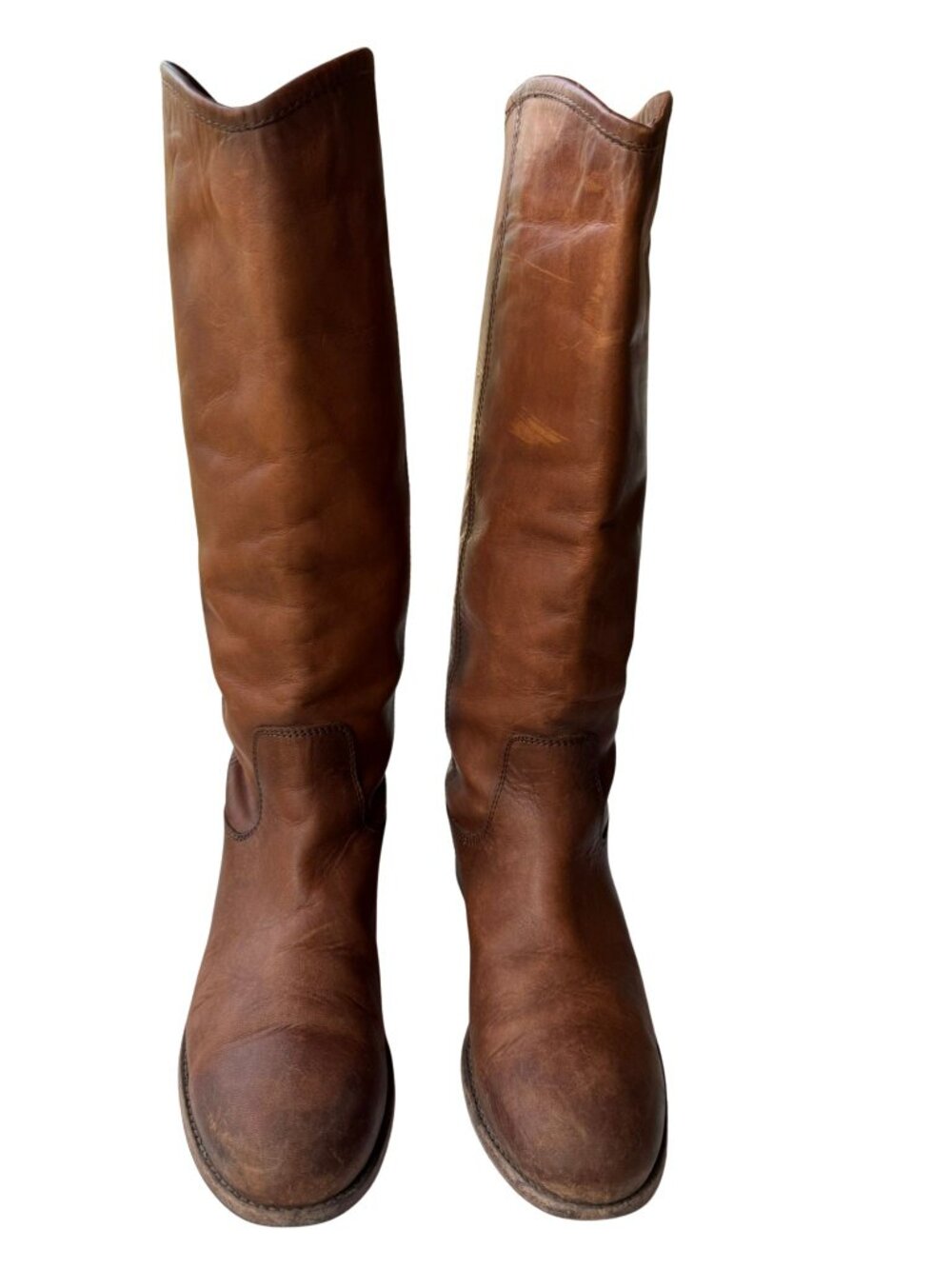 Frye Melissa Button Cognac Leather Riding Boots Women’s 7B Perfect Patina
